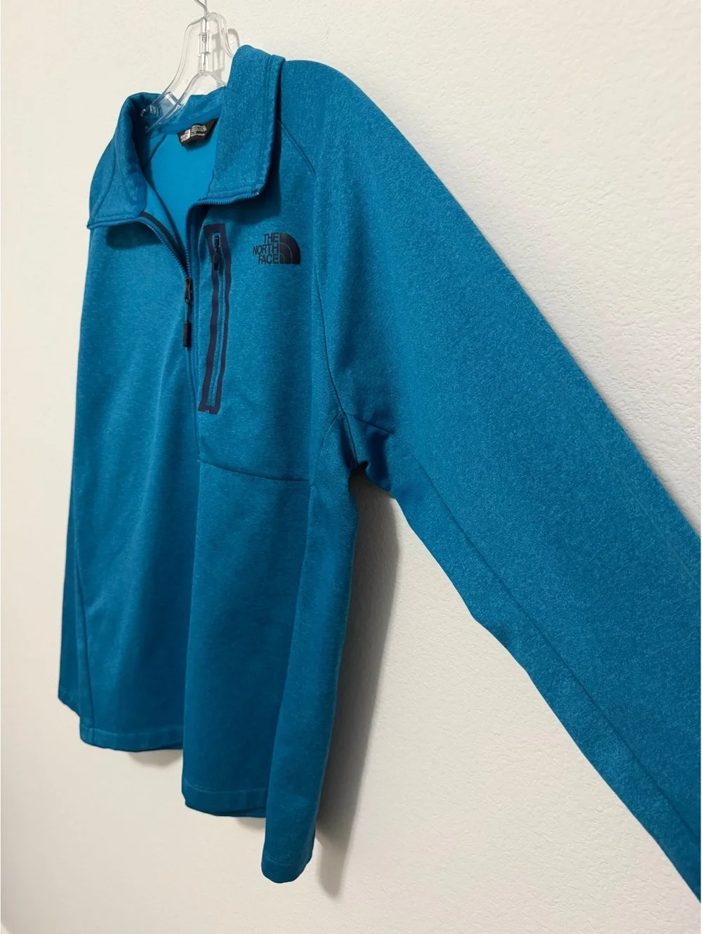 The North Face Long Sleeve 1/2 Zip Teal Blue Chest Pocket Jacket Men's Size XL